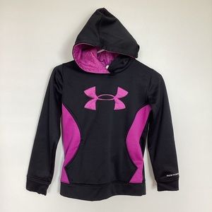 UA Under Armour black purple hooded sweatshirt | girls youth S | loose fit